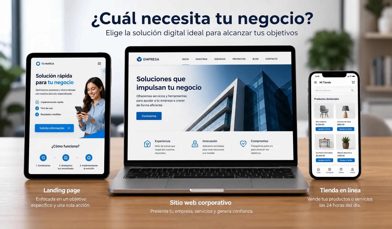 Landing page, sitio web corporativo o tienda en línea: ¿cuál necesita tu negocio?